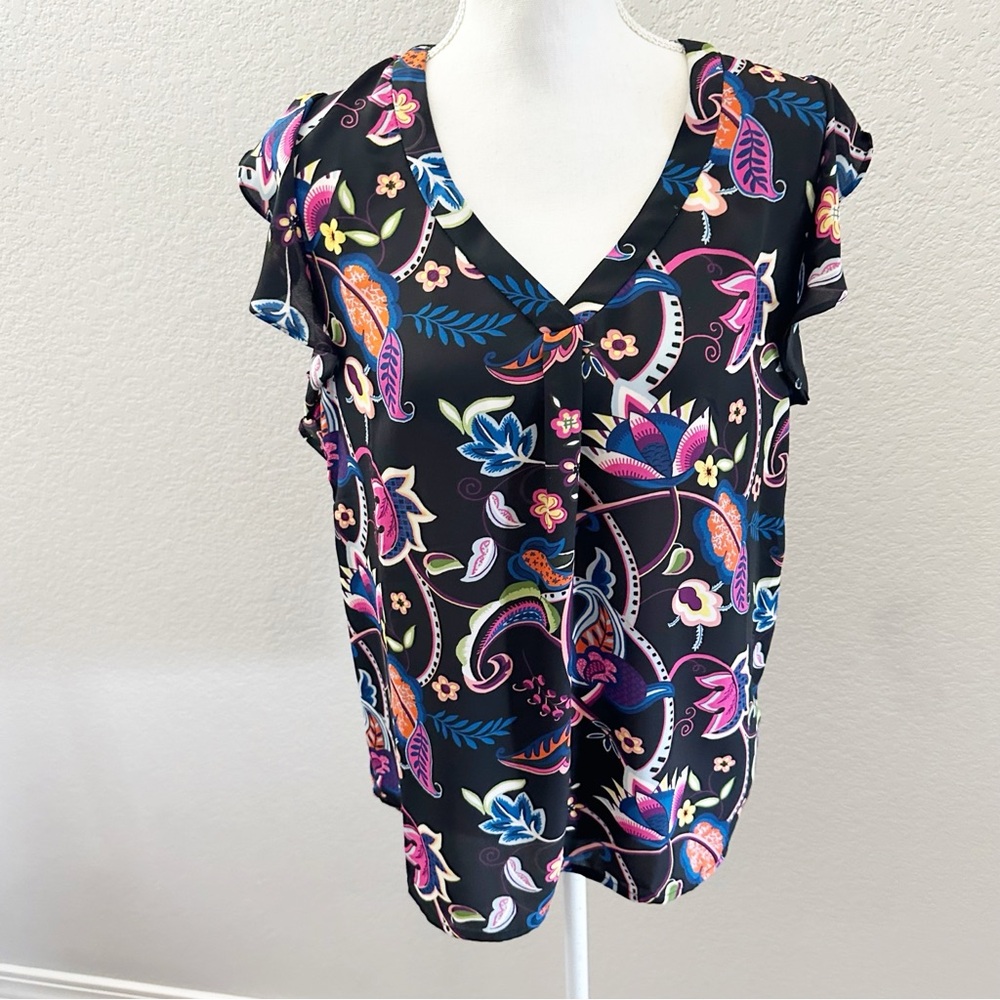 Women’s Philosophy multicolor flutter sleeve V-neck blouse